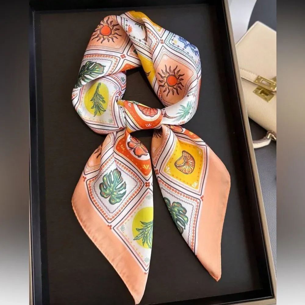 Peach Printed coastal scarf A1594